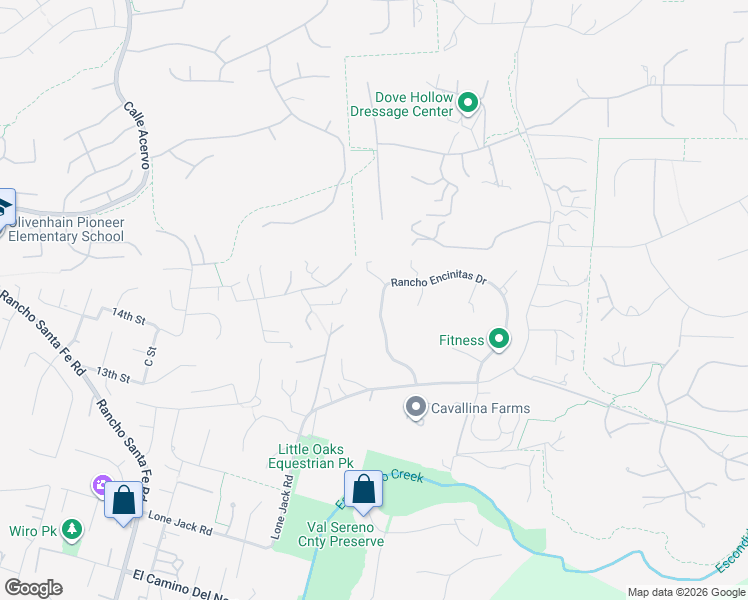 map of restaurants, bars, coffee shops, grocery stores, and more near 1220 Rancho Encinitas Drive in Encinitas