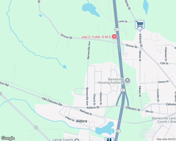 map of restaurants, bars, coffee shops, grocery stores, and more near 182 Church Street in Barnesville