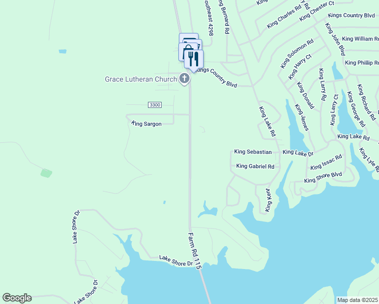 map of restaurants, bars, coffee shops, grocery stores, and more near 7050 Farm to Market Road 115 in Scroggins