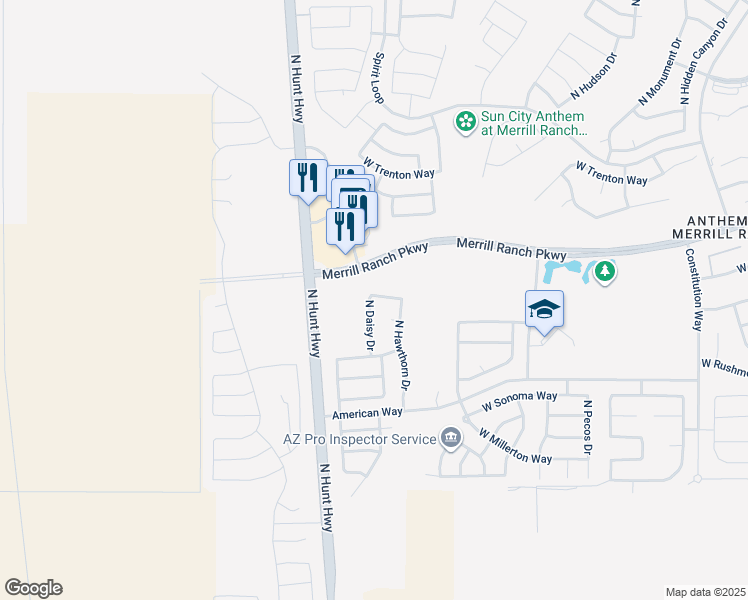 map of restaurants, bars, coffee shops, grocery stores, and more near 7973 West Desert Blossom Way in Florence