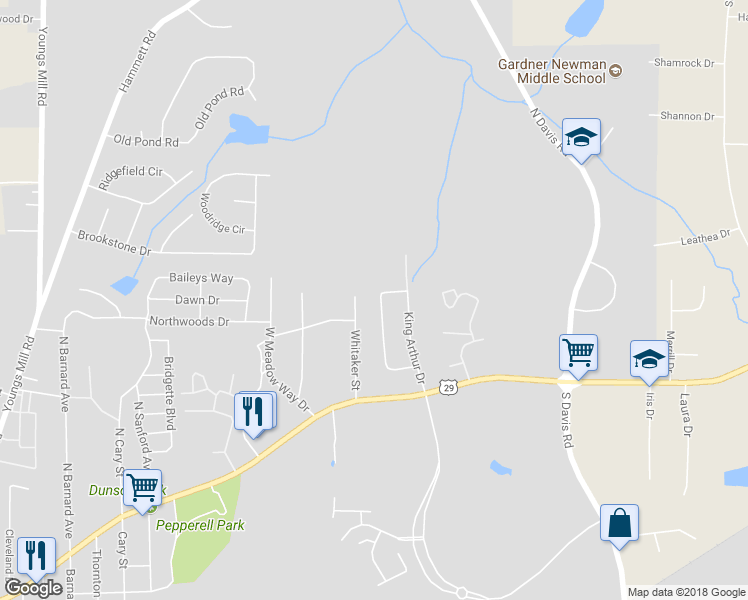 map of restaurants, bars, coffee shops, grocery stores, and more near 119 Sir Lancelot Street in LaGrange