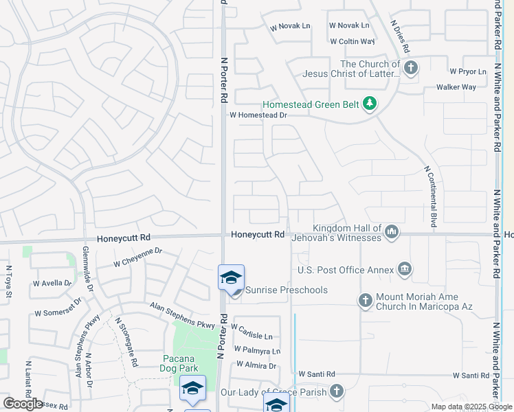 map of restaurants, bars, coffee shops, grocery stores, and more near 41296 West Jenna Lane in Maricopa