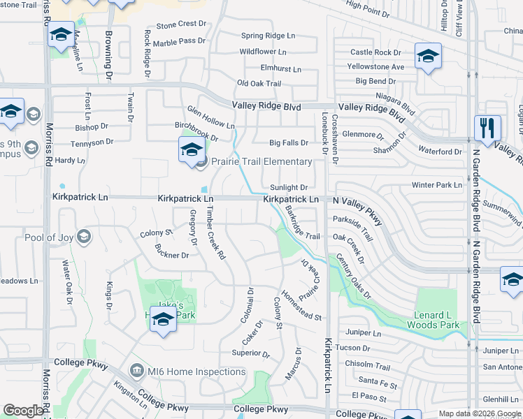 map of restaurants, bars, coffee shops, grocery stores, and more near 5412 Briar Lane in Flower Mound