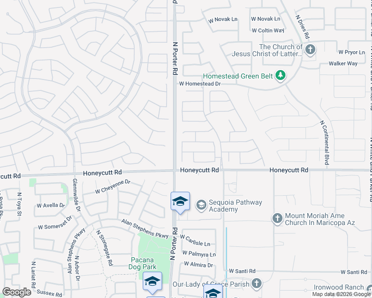 map of restaurants, bars, coffee shops, grocery stores, and more near 41402 West Jenna Lane in Maricopa