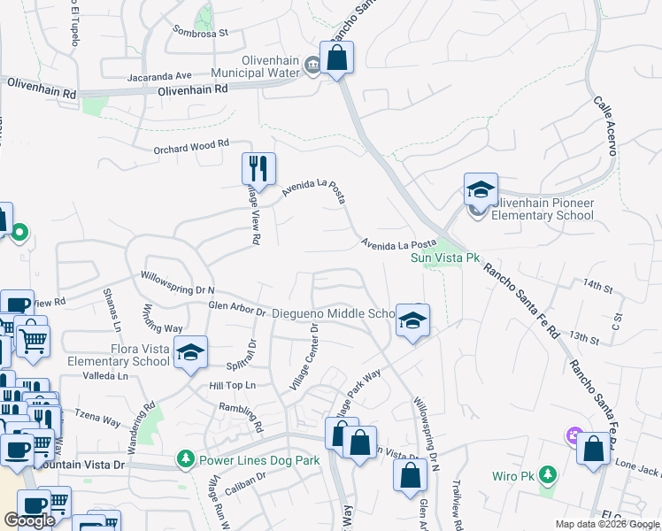 map of restaurants, bars, coffee shops, grocery stores, and more near 2403 Summerhill Drive in Encinitas