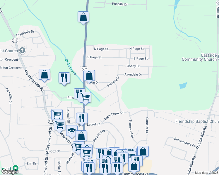 map of restaurants, bars, coffee shops, grocery stores, and more near 132 Alton Drive in LaGrange