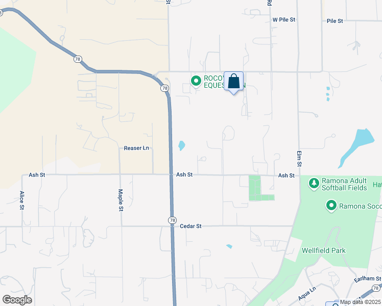 map of restaurants, bars, coffee shops, grocery stores, and more near 1225 Harper Road in Ramona