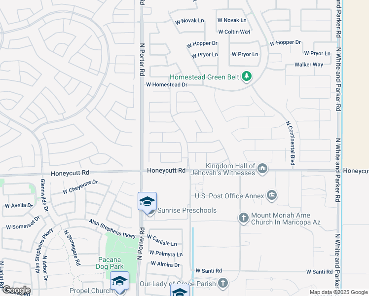 map of restaurants, bars, coffee shops, grocery stores, and more near 19825 West Jail House Rock Court in Maricopa
