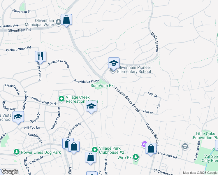 map of restaurants, bars, coffee shops, grocery stores, and more near 955 Springwood Lane in Encinitas