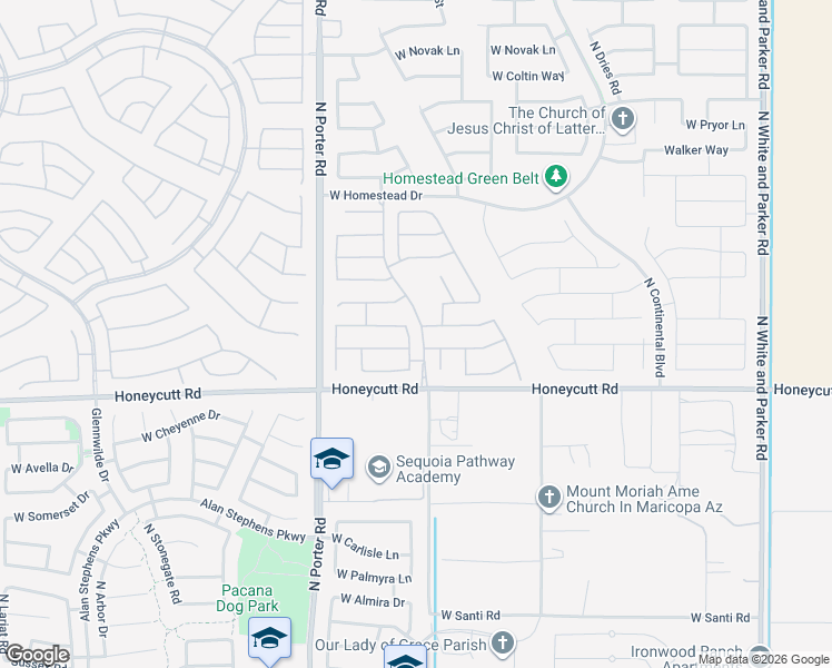 map of restaurants, bars, coffee shops, grocery stores, and more near 19825 West Jail House Rock Court in Maricopa