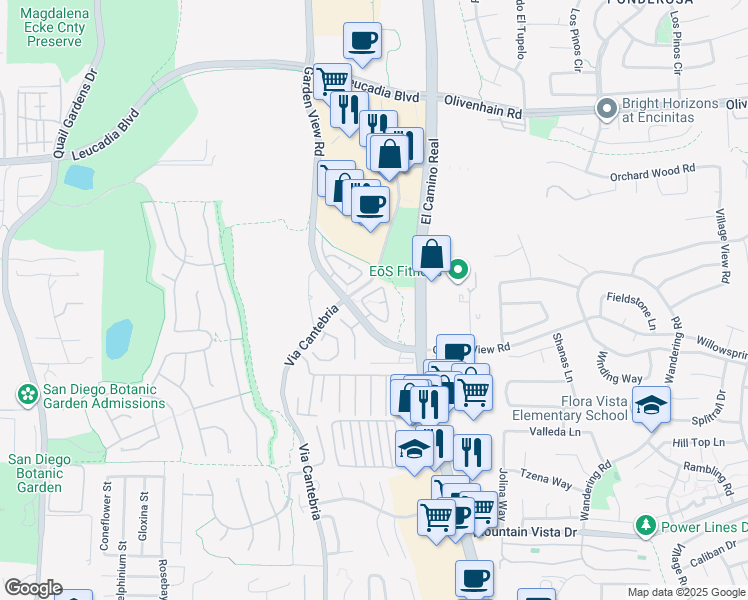 map of restaurants, bars, coffee shops, grocery stores, and more near 806 Cambria Place in Encinitas