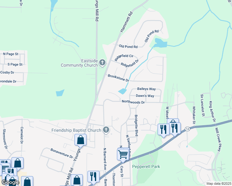 map of restaurants, bars, coffee shops, grocery stores, and more near 122 White Oak Drive in LaGrange