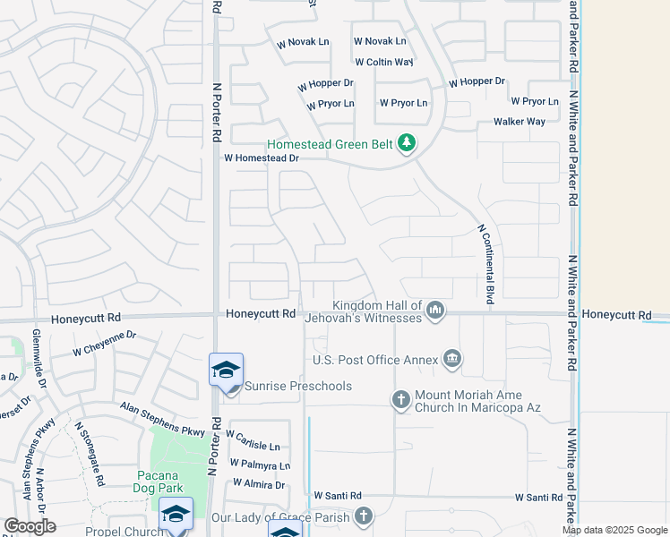 map of restaurants, bars, coffee shops, grocery stores, and more near 40988 West Jenna Lane in Maricopa