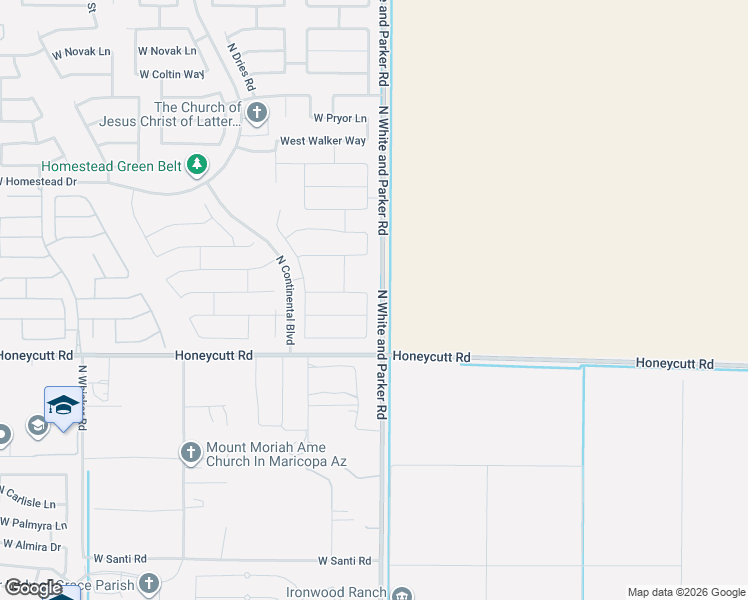 map of restaurants, bars, coffee shops, grocery stores, and more near 19867 North Grantham Road in Maricopa