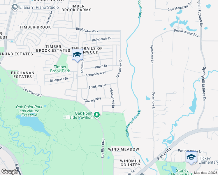 map of restaurants, bars, coffee shops, grocery stores, and more near 6412 Academy Lane in Plano
