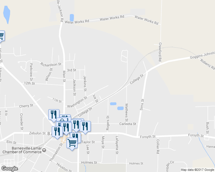 map of restaurants, bars, coffee shops, grocery stores, and more near 323 Washington St in Barnesville