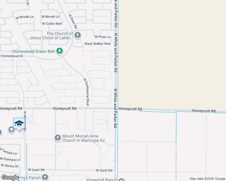 map of restaurants, bars, coffee shops, grocery stores, and more near 19867 North Grantham Road in Maricopa