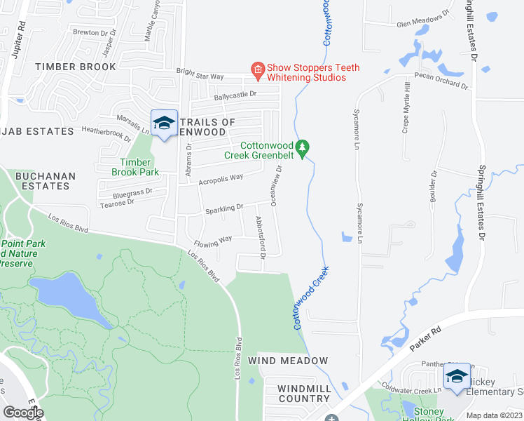 map of restaurants, bars, coffee shops, grocery stores, and more near 6428 Abbotsford Drive in Plano