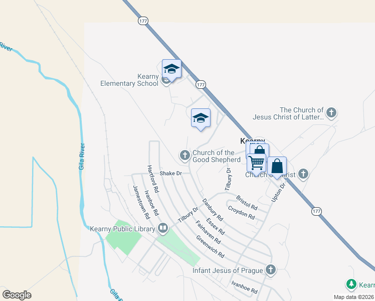 map of restaurants, bars, coffee shops, grocery stores, and more near 621 West Senator Chastain Street in Kearny