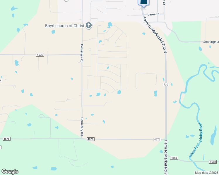 map of restaurants, bars, coffee shops, grocery stores, and more near Green Meadow Court in Boyd