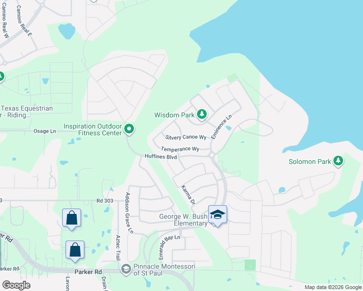 map of restaurants, bars, coffee shops, grocery stores, and more near 1701 Silvery Canoe Way in Wylie
