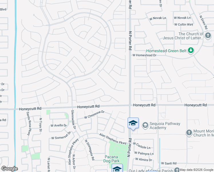 map of restaurants, bars, coffee shops, grocery stores, and more near 41846 West Springtime Road in Maricopa