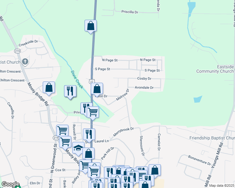 map of restaurants, bars, coffee shops, grocery stores, and more near 109 Daniel Court in LaGrange