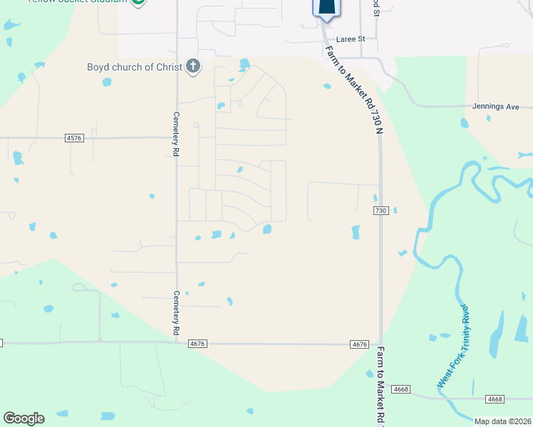 map of restaurants, bars, coffee shops, grocery stores, and more near Green Meadow Court in Boyd