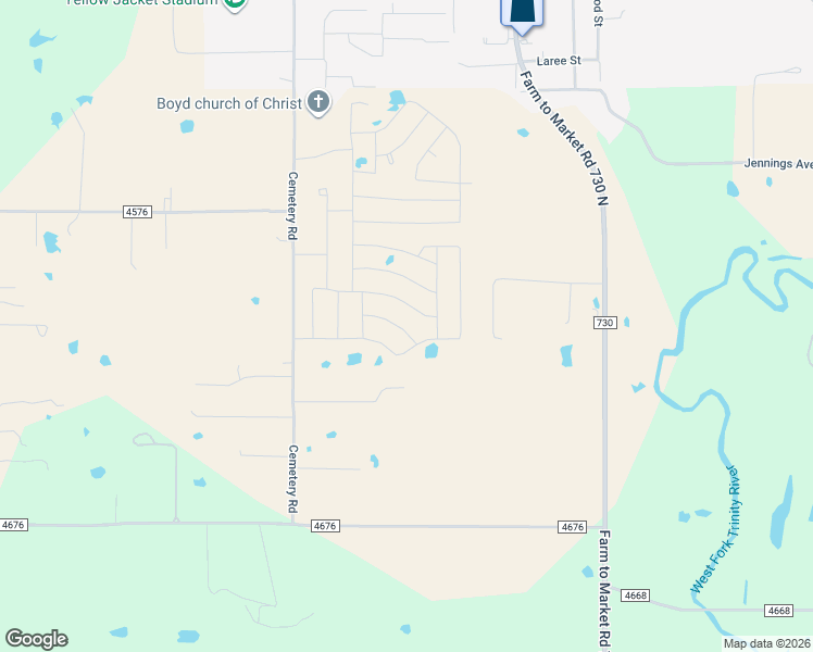 map of restaurants, bars, coffee shops, grocery stores, and more near Green Meadow Court in Boyd