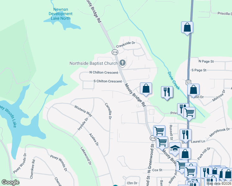 map of restaurants, bars, coffee shops, grocery stores, and more near 943 Malibu Drive in LaGrange