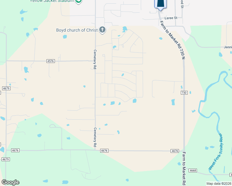 map of restaurants, bars, coffee shops, grocery stores, and more near Green Meadow Court in Boyd