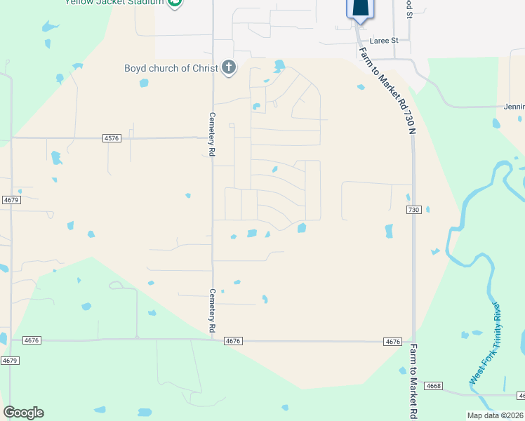 map of restaurants, bars, coffee shops, grocery stores, and more near Green Meadow Court in Boyd