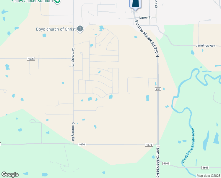 map of restaurants, bars, coffee shops, grocery stores, and more near Green Meadow Court in Boyd