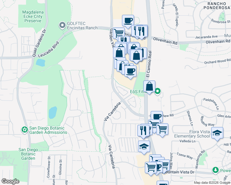 map of restaurants, bars, coffee shops, grocery stores, and more near 1008 Cottage Way in Encinitas