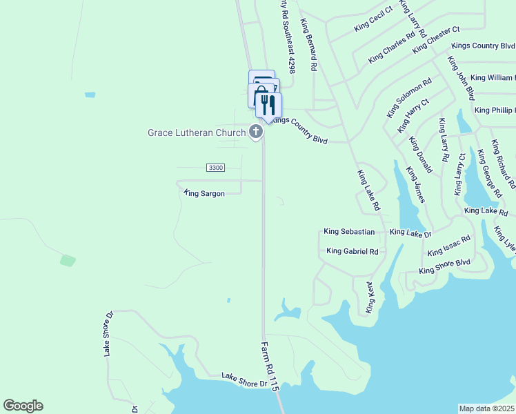 map of restaurants, bars, coffee shops, grocery stores, and more near Farm to Market 115 in Scroggins