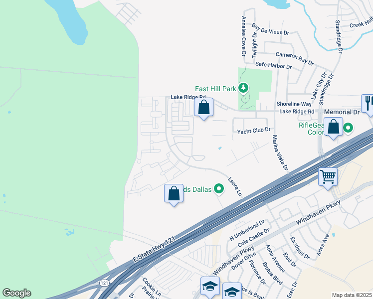 map of restaurants, bars, coffee shops, grocery stores, and more near 701 Leora Lane in Lewisville