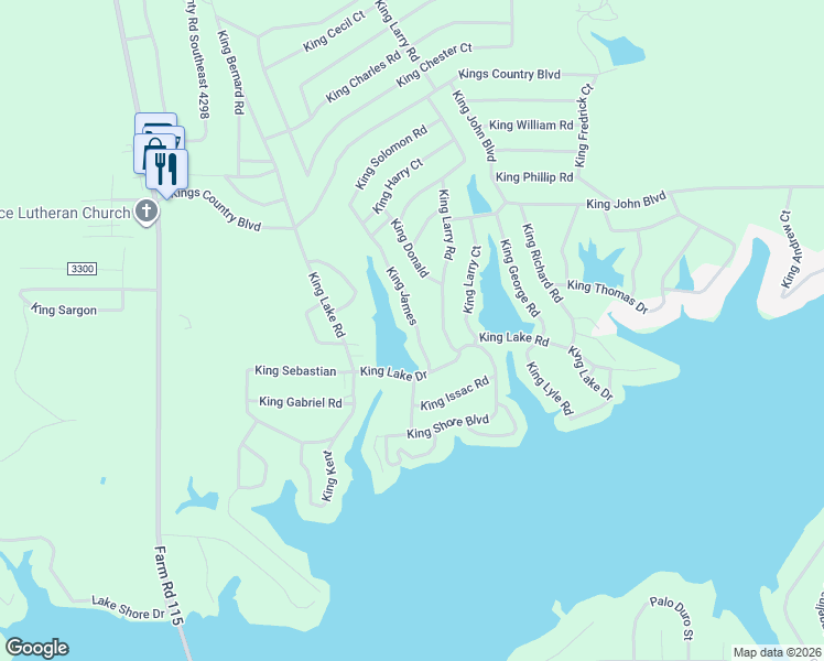 map of restaurants, bars, coffee shops, grocery stores, and more near 122 King James in Scroggins
