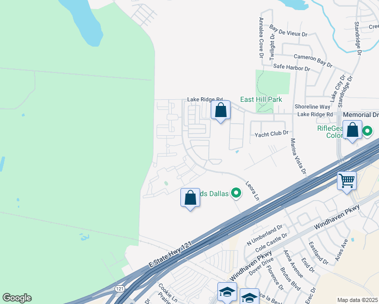 map of restaurants, bars, coffee shops, grocery stores, and more near 301 Leora Lane in Lewisville
