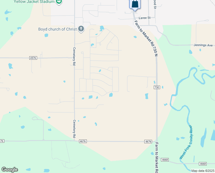 map of restaurants, bars, coffee shops, grocery stores, and more near Green Meadow Court in Boyd