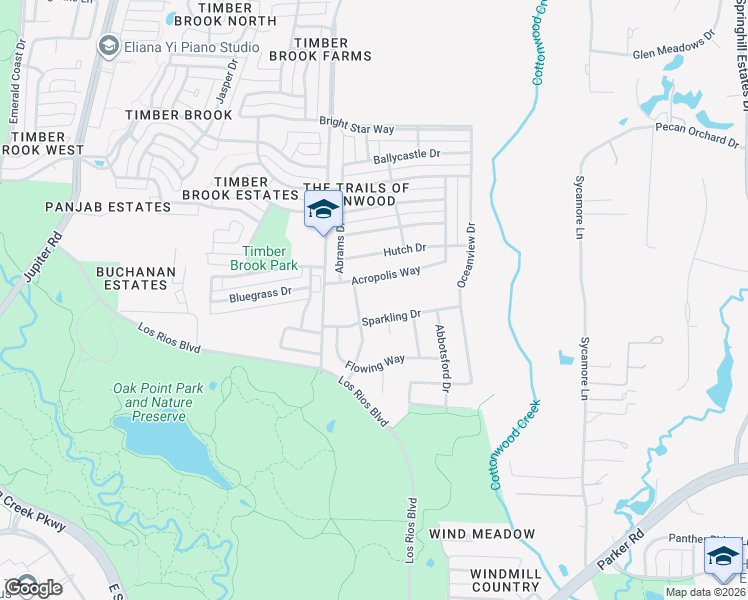 map of restaurants, bars, coffee shops, grocery stores, and more near 3536 Acropolis Way in Plano