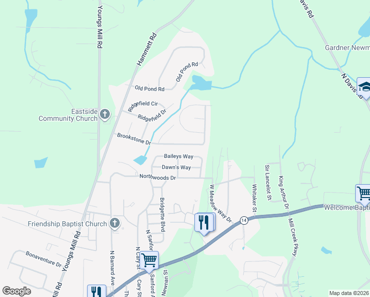 map of restaurants, bars, coffee shops, grocery stores, and more near 436 Brookstone Drive in LaGrange