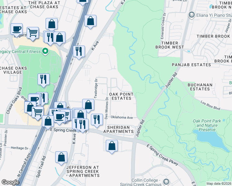 map of restaurants, bars, coffee shops, grocery stores, and more near 2013 Spotted Court in Plano