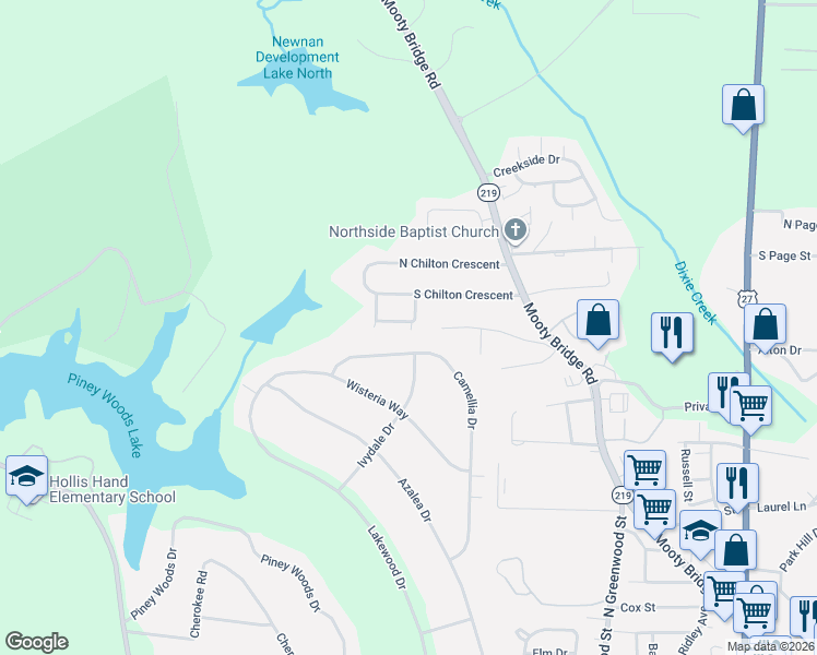 map of restaurants, bars, coffee shops, grocery stores, and more near 205 Chesterfield Place in LaGrange