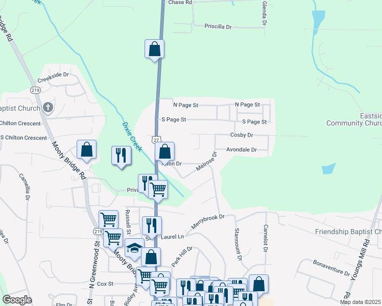 map of restaurants, bars, coffee shops, grocery stores, and more near 116 Daniel Court in LaGrange