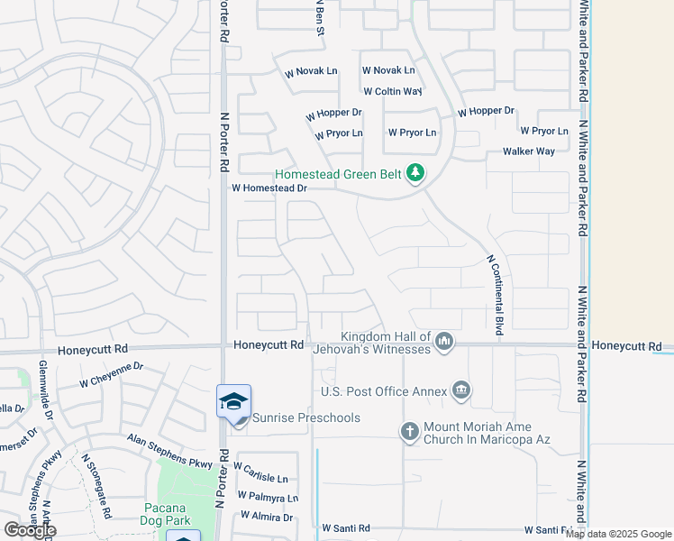 map of restaurants, bars, coffee shops, grocery stores, and more near 19969 North Ben Court in Maricopa