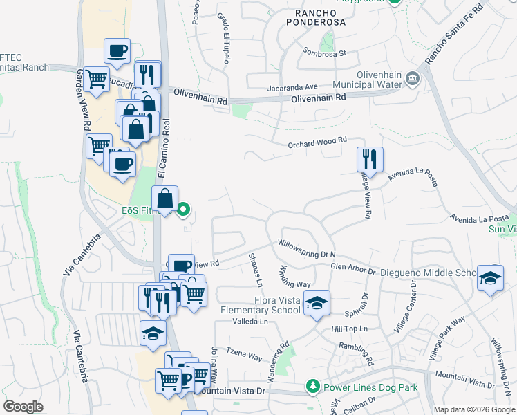 map of restaurants, bars, coffee shops, grocery stores, and more near 846 Robert Lane in Encinitas