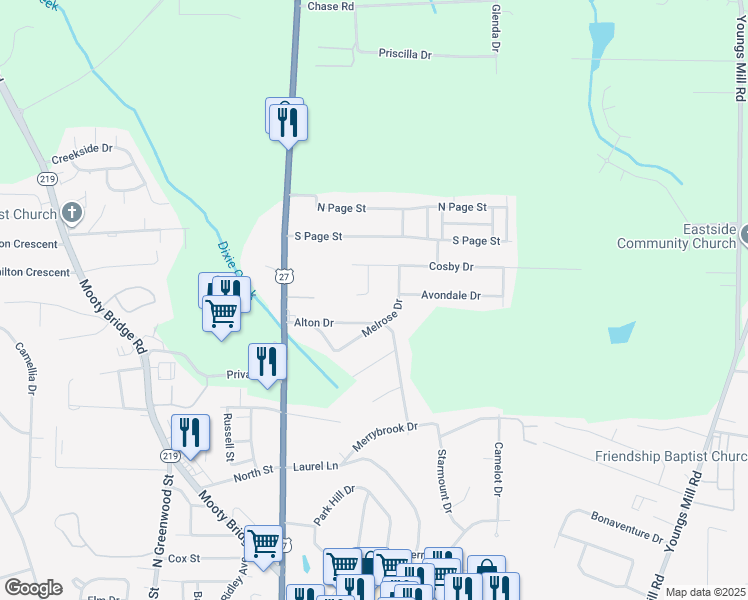 map of restaurants, bars, coffee shops, grocery stores, and more near 109 Daniel Court in LaGrange