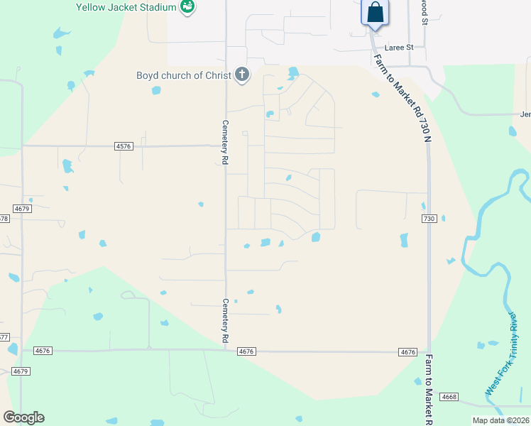 map of restaurants, bars, coffee shops, grocery stores, and more near 582 Cemetery Rd in Boyd