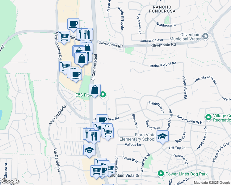 map of restaurants, bars, coffee shops, grocery stores, and more near 1611 Scott Pl in Encinitas