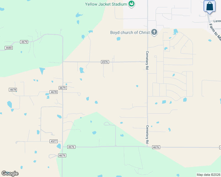 map of restaurants, bars, coffee shops, grocery stores, and more near 305 County Road 4576 in Boyd